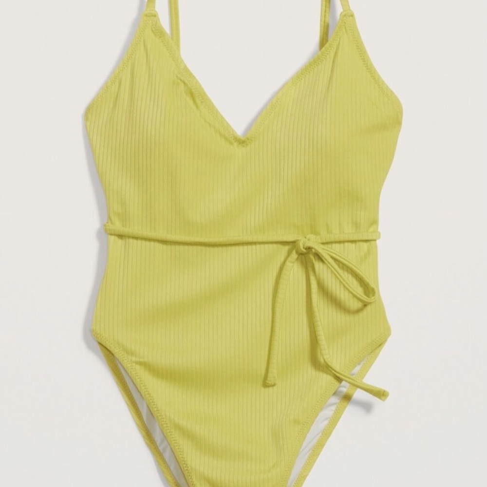Old Navy Women Textured-Rib V-Neck Tie-Waist One-Piece Swimsuit Size M - NWOT